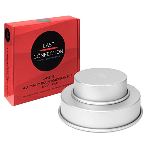 LAST CONFECTION 2-Piece Round Cake Pan Set - Includes 6" and 9" Aluminum Pans - 2" Deep - Image 4