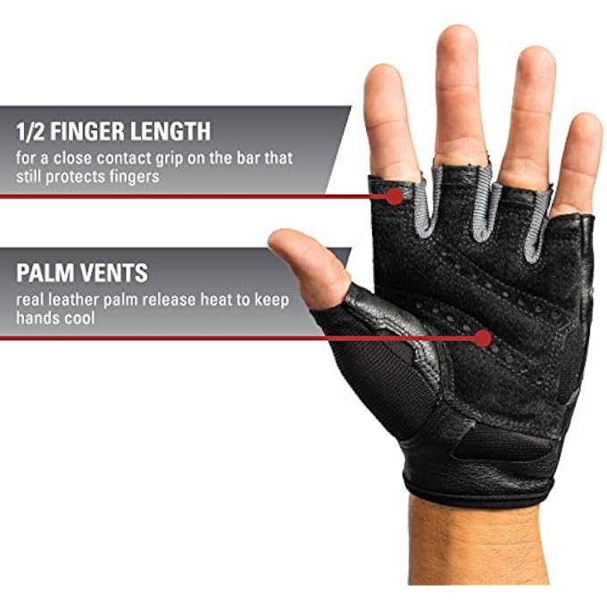 Harbinger Men'S Pro Weight Lifting, Leather Palm Protection, Workout Fitness Gloves, Black - Image 3