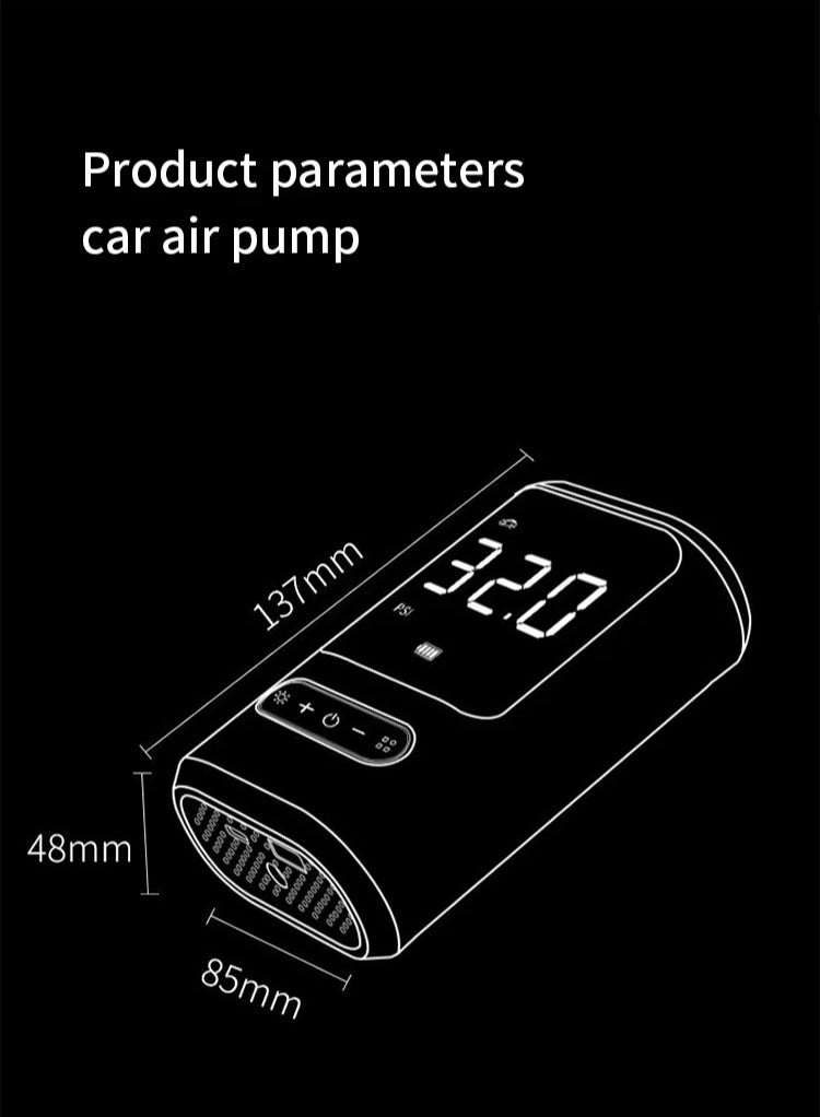 BlueFire Portable Car Air Pump ATJ-8466 – 150 PSI Cordless Tire Inflator with Digital Display, Dual 2000mAh Battery, Fast 35L/Min Inflation, LED Emergency & Warning Light, Tire Pressure Monitor, USB Rechargeable – for Car, Motorcycle, Bicycle & Outdoor Use - Image 5