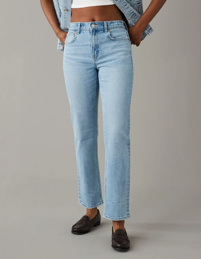 AE Stretch Super High-Waisted Ankle Straight Jean