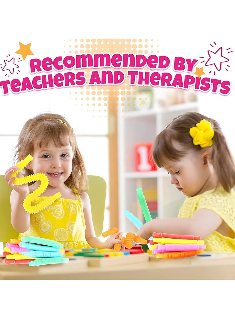 MAGIC VAULT 8 Pack Pop Tubes, Pop Tube Sensory Fidget Toy, Fine Motor Skills & Learning Toddler Toy, Stress Relief, Fun Pop Tubes, for Toddlers, Gift for Kids, Classroom Exchange Prizes - Image 2