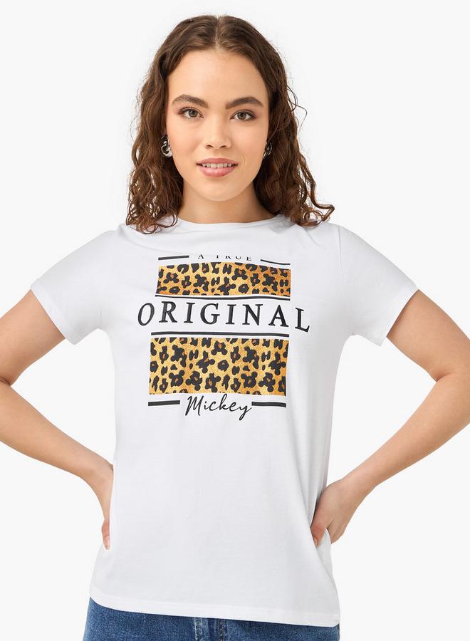 اس بي كاركترز تيشيرت بطبعة ميكي ماوس بياقة دائرية - Image 1