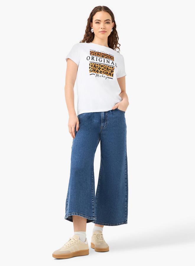 اس بي كاركترز تيشيرت بطبعة ميكي ماوس بياقة دائرية - Image 2