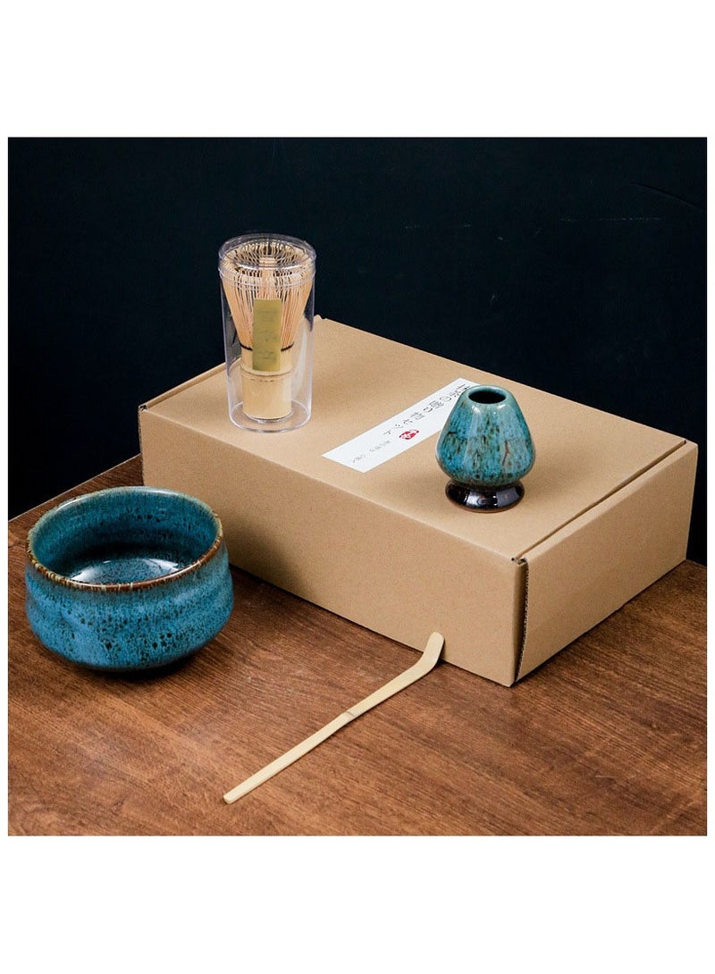 4-Piece Matcha Green Tea Whisk Set Matcha Tea Set Stand Kit Bowl Whisk - Image 1
