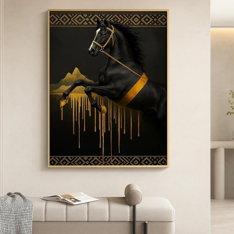 Marktna One canvas painting with a Najdi art design and a hollow frame, measuring (50×70), one piece - Image 3