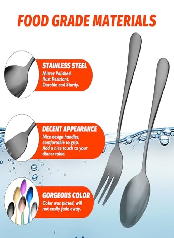 KITWARE 12 PCS Fork and Spoon, Black Silverware Set, Food Grade Stainless Steel Flatware Cutlery Set 6 Forks (5.35 inch), 6 Spoons(5.25 inch) for Home, Outdoor, Restaurant, Dishwasher Safe - Image 3