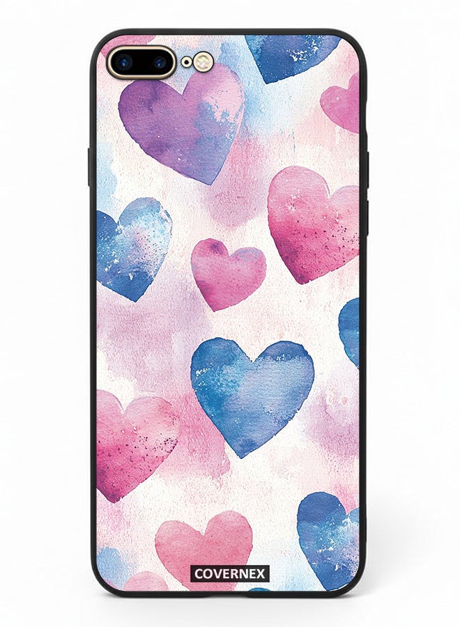 Covernex Apple iPhone 8 Plus Protective Case Cover Printed Featuring Watercolor Soft Heart Pattern - Image 2