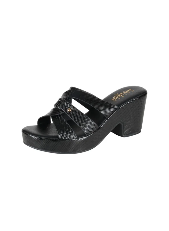 092-2955 Michelle Morgan Ladies Block Heels Sandals 314RC852 Black
