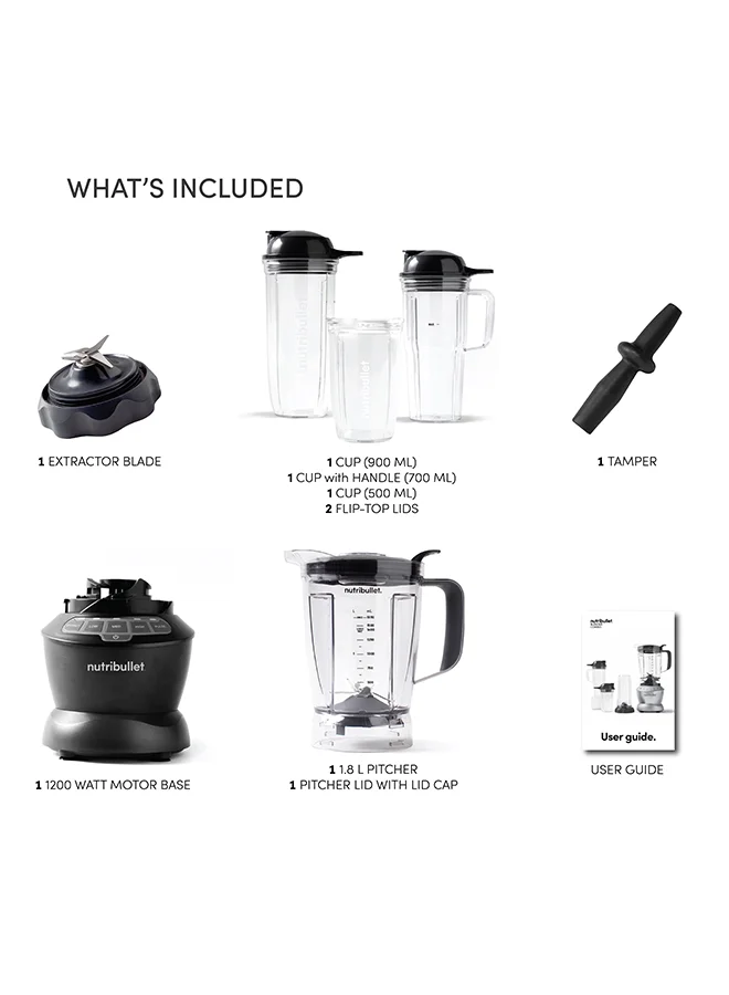 nutribullet Full Size Blender + Combo, 9 Piece Accessories, Multi-Function High Speed Blender, Mixer System With Nutrient Extractor, Smoothie Maker
