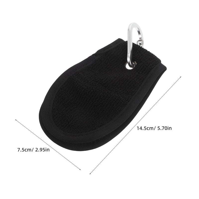 Dual Sided Plush Golf Ball Care Cloth With Waist Clip Black On Course Accessory - Image 2