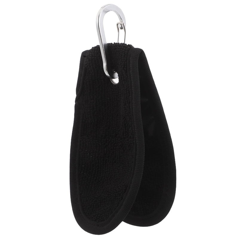 Dual Sided Plush Golf Ball Care Cloth With Waist Clip Black On Course Accessory - Image 1