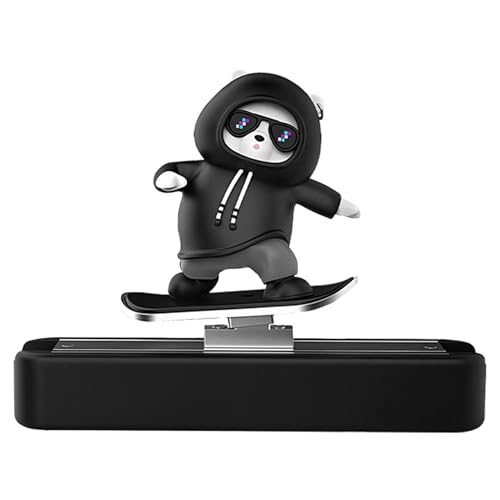 The AutoStory Skateboarding Bear Car Dashboard Toy | Realistic Sliding Motion Car Decor, Premium Resin & Metal, Trendy Interior Accessory, Noise for Car Enthusiasts (Panda Black) - Image 1