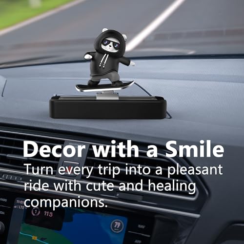 The AutoStory Skateboarding Bear Car Dashboard Toy | Realistic Sliding Motion Car Decor, Premium Resin & Metal, Trendy Interior Accessory, Noise for Car Enthusiasts (Panda Black) - Image 3