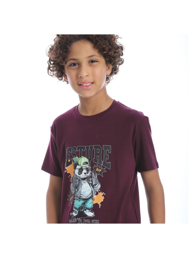 سيزار تيشرت أولادي قطن مزود بطباعة من الأمام - Image 2