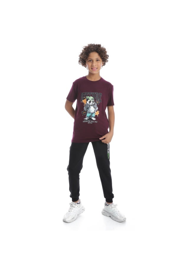 سيزار تيشرت أولادي قطن مزود بطباعة من الأمام - Image 3