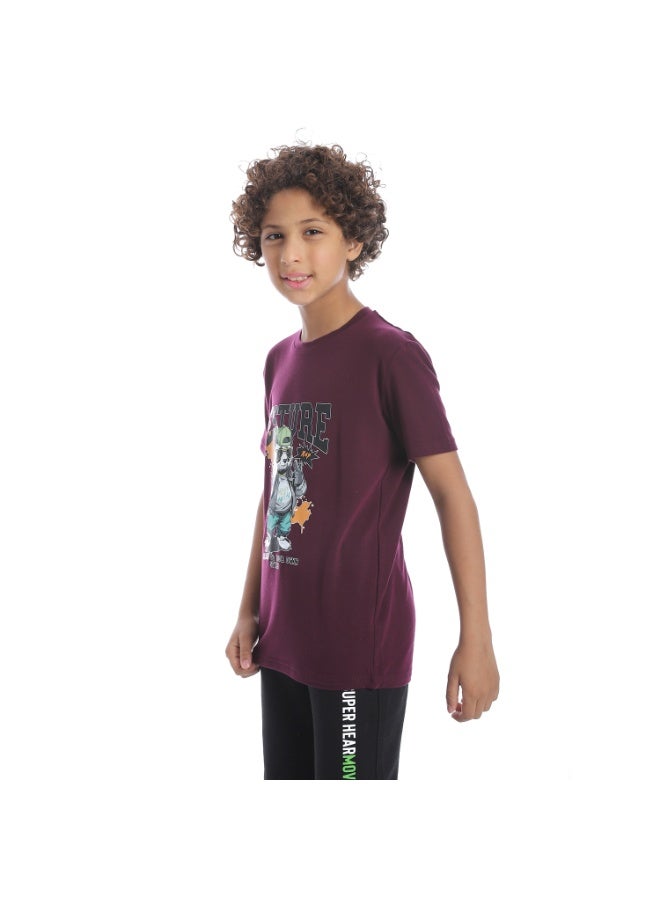 سيزار تيشرت أولادي قطن مزود بطباعة من الأمام - Image 4