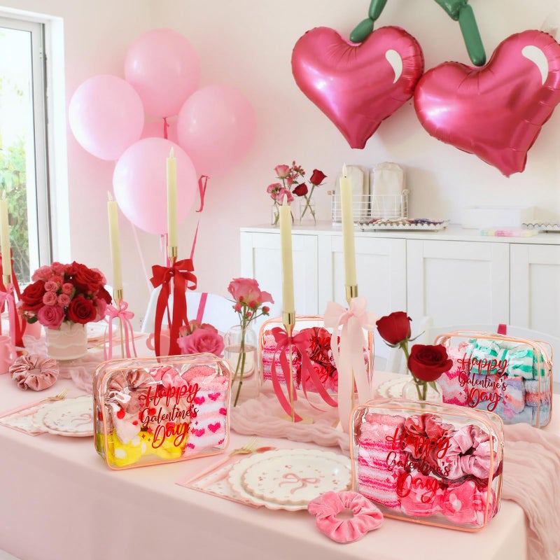 Suncalla 24 Pcs Galentines Day Party Favors Valentine Gifts Bulk BFF Gift Idea for Women Coquette Party Supply Galentine Socks Bestie Headband Scrunchies Pink and Red Bag for Friend Gathering Pool Day Birthday - Image 3