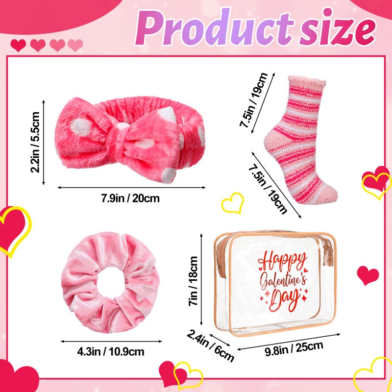 Suncalla 24 Pcs Galentines Day Party Favors Valentine Gifts Bulk BFF Gift Idea for Women Coquette Party Supply Galentine Socks Bestie Headband Scrunchies Pink and Red Bag for Friend Gathering Pool Day Birthday - Image 4
