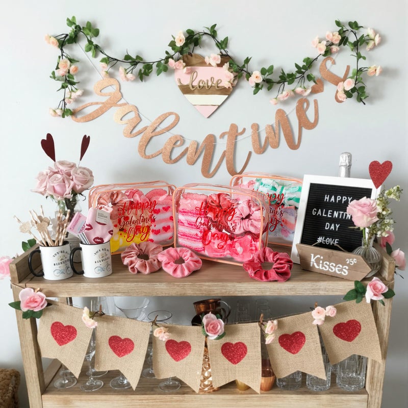 Suncalla 24 Pcs Galentines Day Party Favors Valentine Gifts Bulk BFF Gift Idea for Women Coquette Party Supply Galentine Socks Bestie Headband Scrunchies Pink and Red Bag for Friend Gathering Pool Day Birthday - Image 5