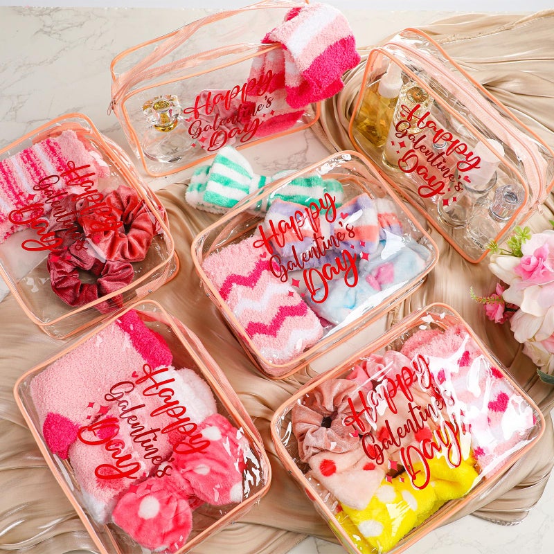 Suncalla 24 Pcs Galentines Day Party Favors Valentine Gifts Bulk BFF Gift Idea for Women Coquette Party Supply Galentine Socks Bestie Headband Scrunchies Pink and Red Bag for Friend Gathering Pool Day Birthday - Image 2