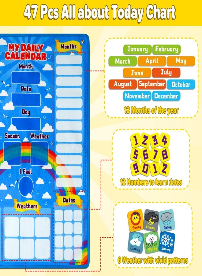 Taika All about Today Chart, My Daily Calendar, Calendar for Kids, Calendar & Weather Felt Chart, Classroom Monthly Chart, Fun Educational Toy, Autism Learning Materials, Classroom Chart for 4 years+ - Image 5