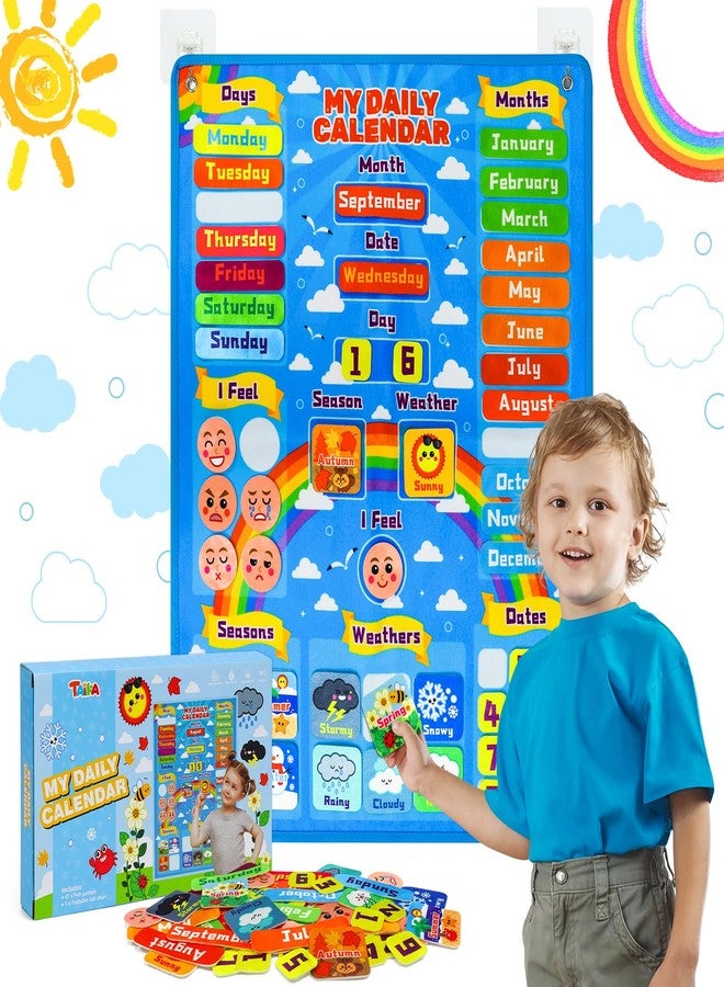 Taika All about Today Chart, My Daily Calendar, Calendar for Kids, Calendar & Weather Felt Chart, Classroom Monthly Chart, Fun Educational Toy, Autism Learning Materials, Classroom Chart for 4 years+ - Image 1