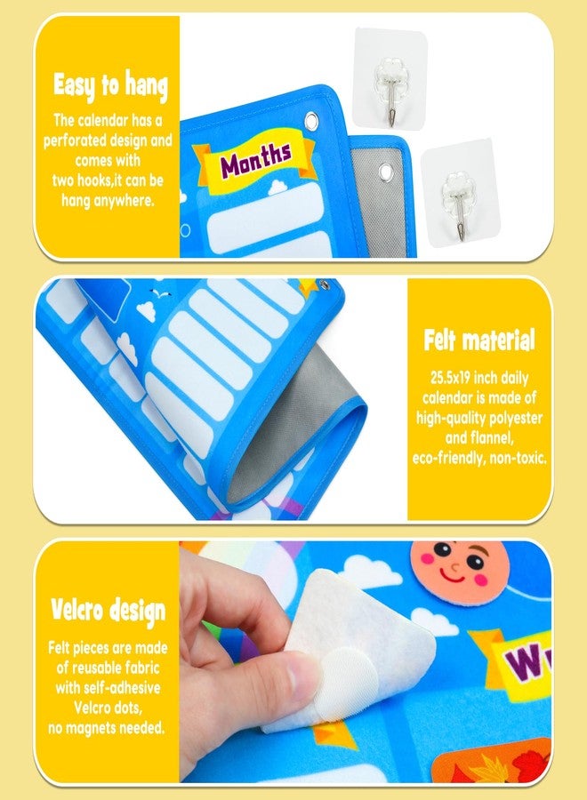 Taika All about Today Chart, My Daily Calendar, Calendar for Kids, Calendar & Weather Felt Chart, Classroom Monthly Chart, Fun Educational Toy, Autism Learning Materials, Classroom Chart for 4 years+ - Image 3