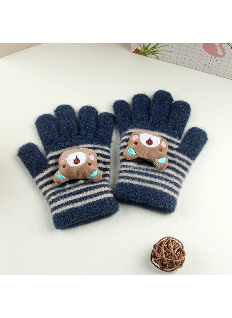 Generic Kids Cartoon Bear Knit Gloves Warm Thickened Winter Red  - Image 2