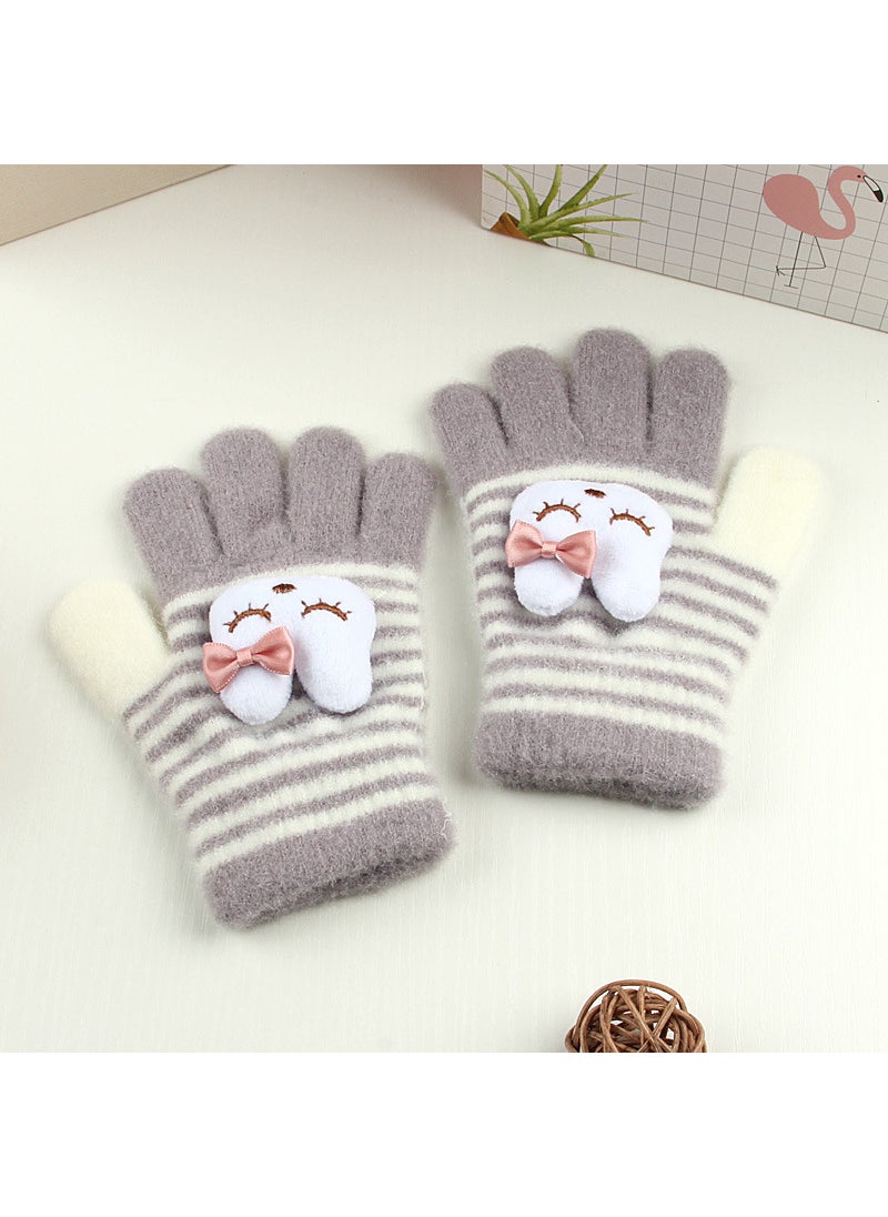 Generic Kids Cartoon Bear Knit Gloves Warm Thickened Winter Red  - Image 4