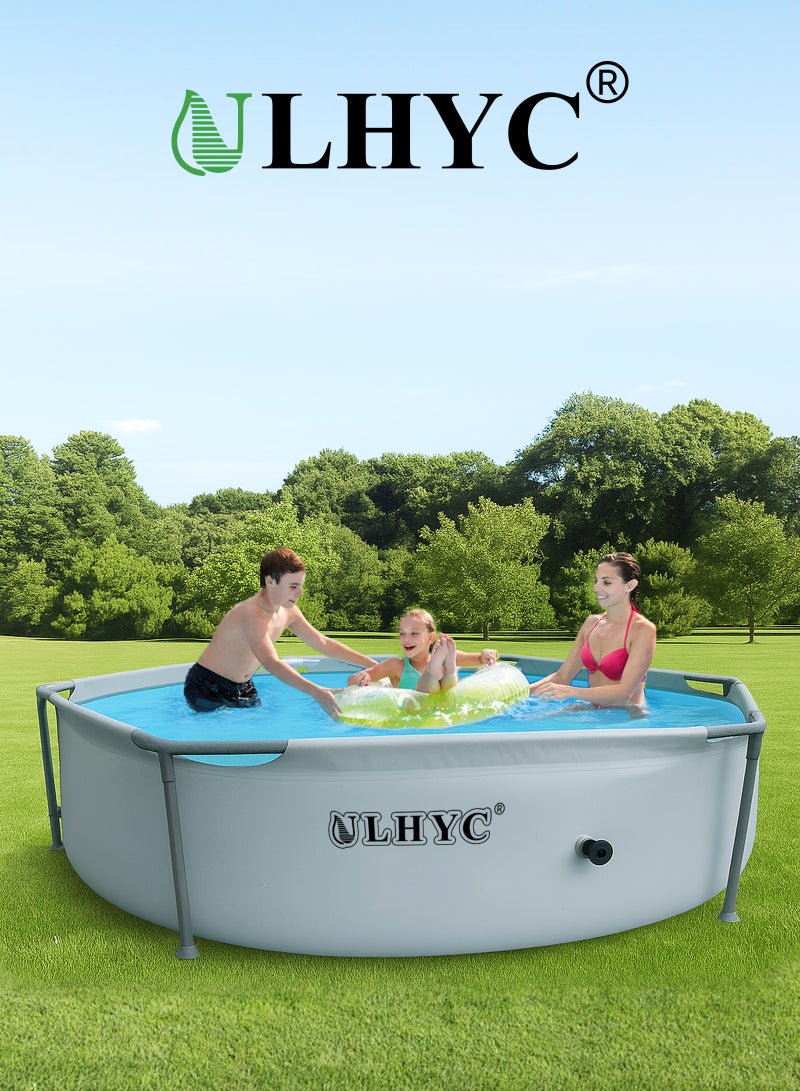 ULHYC Metal Frame Above Ground Pool Set: Stable structure, quick assembly - includes filter cartridge and filter pump - puncture-resistant material - rust-resistant 244CM*51CM - Image 1
