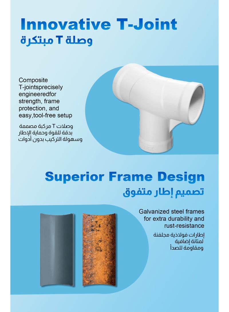 ULHYC Metal Frame Above Ground Pool Set: Stable structure, quick assembly - includes filter cartridge and filter pump - puncture-resistant material - rust-resistant 244CM*51CM - Image 4