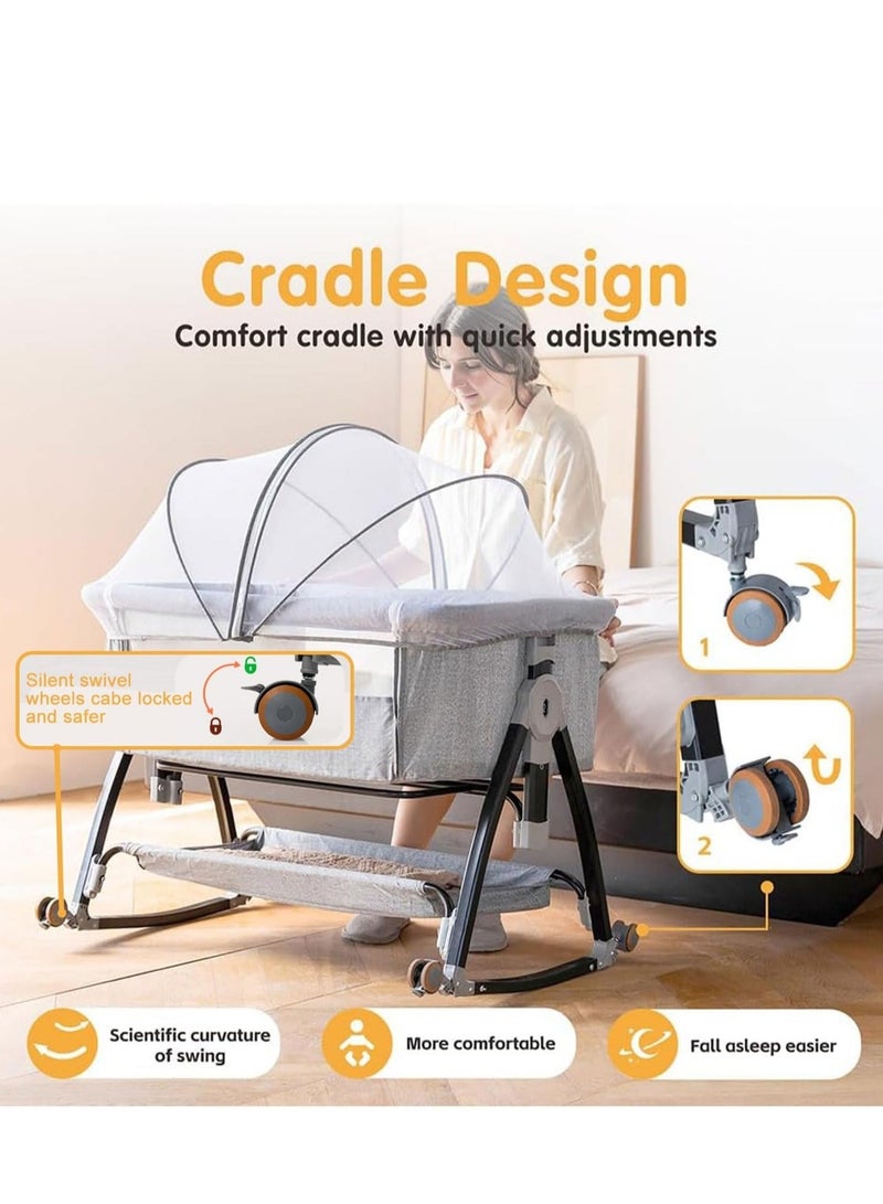 أرابايت سرير أطفال متعدد الوظائف مطور، مهد قابل للتعديل للمواليد الجدد، يشمل ناموسية، شبكة تسمح بمرور الهواء، طاولة لتغيير الحفاضات ومرتبة، سرير أطفال آمن. - Image 5