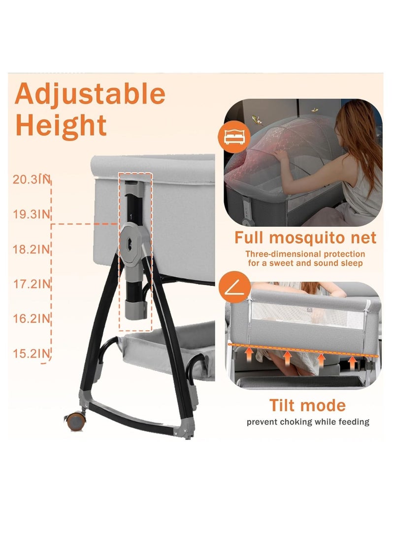 أرابايت سرير أطفال متعدد الوظائف مطور، مهد قابل للتعديل للمواليد الجدد، يشمل ناموسية، شبكة تسمح بمرور الهواء، طاولة لتغيير الحفاضات ومرتبة، سرير أطفال آمن. - Image 3