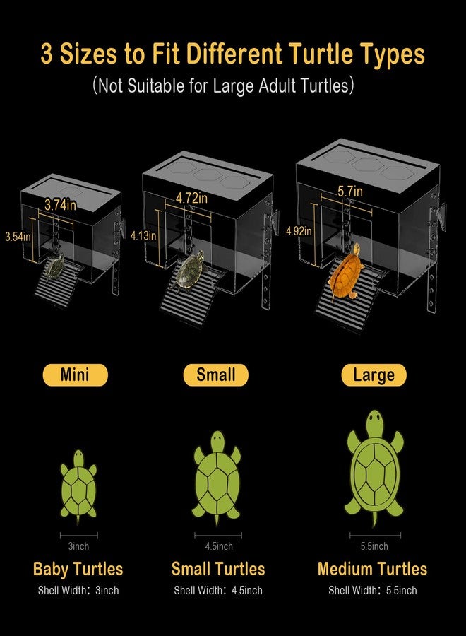 Clioran Turtle Basking Platform,7.87*5.5*5.5inch Small Land Elevated Topper Decor,Red Eared Slider Hanging Habitat Enclosure Cage, Tank with Lid,Tortoise House for Semi Aquatic Baby Turtles Terrapin - Image 3