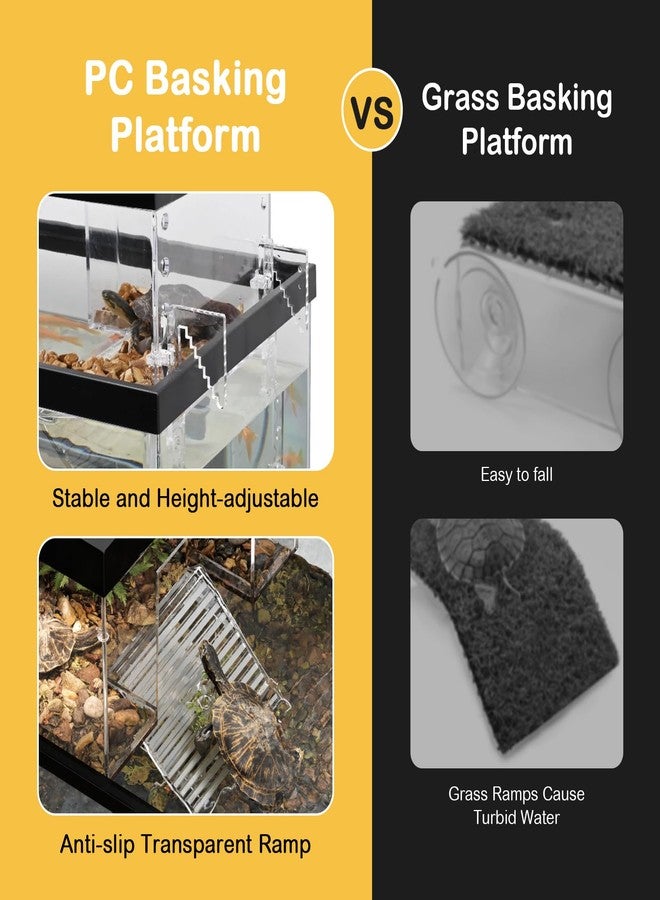 Clioran Turtle Basking Platform,7.87*5.5*5.5inch Small Land Elevated Topper Decor,Red Eared Slider Hanging Habitat Enclosure Cage, Tank with Lid,Tortoise House for Semi Aquatic Baby Turtles Terrapin - Image 5