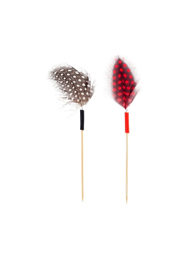 Restaurantware 6 Inch Party Toothpicks, 500 Disposable Cocktail Skewers - Camouflage Feather Decoration, Sharp Tips, Assorted Bamboo Decorative Cocktail Picks, For Garnishes Or Appetizers  - Image 1