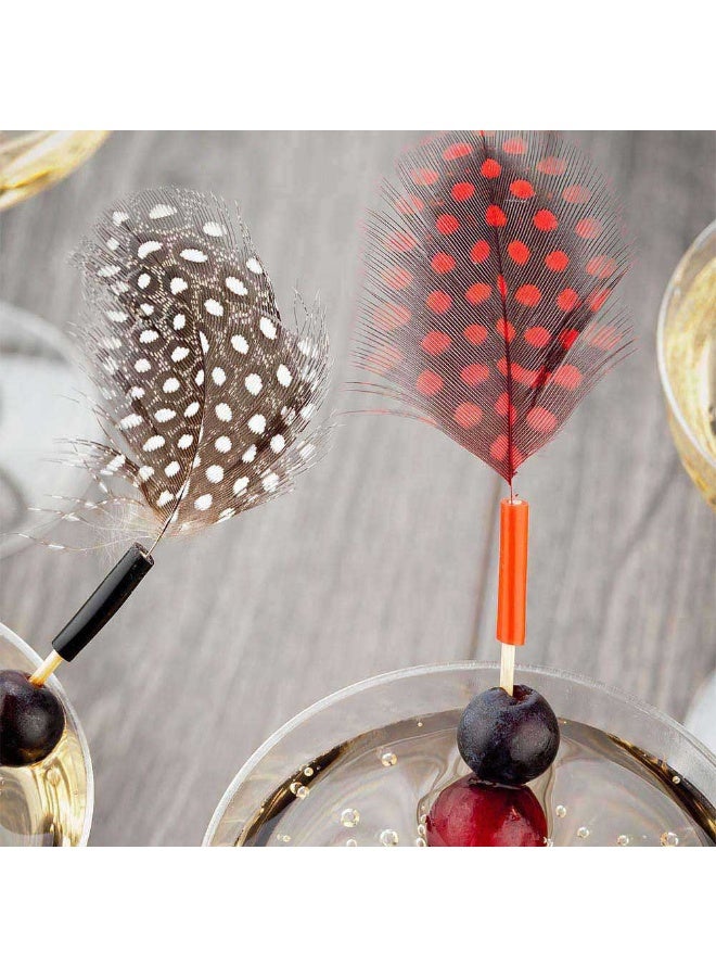 Restaurantware 6 Inch Party Toothpicks, 500 Disposable Cocktail Skewers - Camouflage Feather Decoration, Sharp Tips, Assorted Bamboo Decorative Cocktail Picks, For Garnishes Or Appetizers  - Image 3