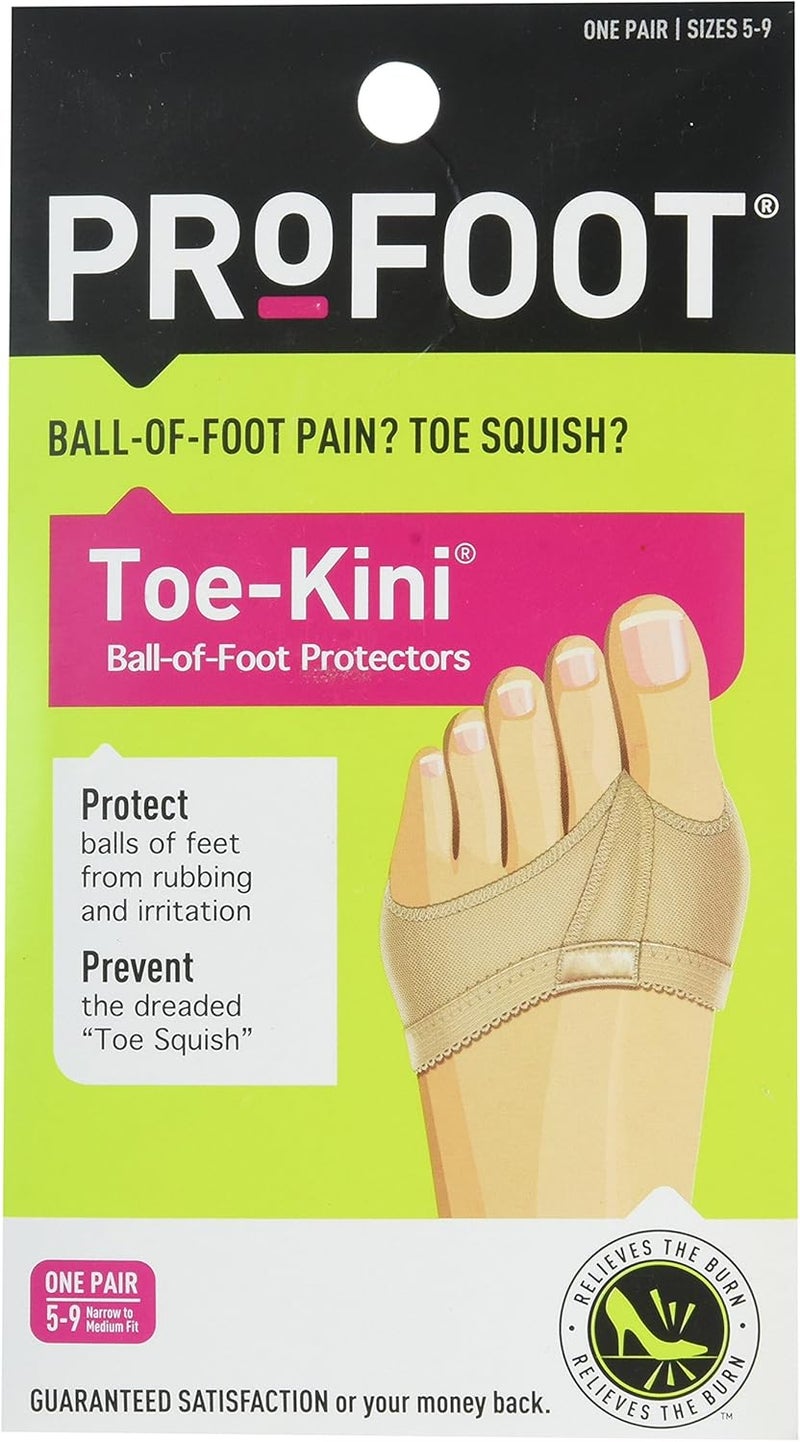 PROFOOT Toe-Kini, Ball of Foot Protectors, (Pack of 2), Pads Metatarsal and Separates Toes for Greater Comfort When Walking, Great for High Heels, Relief from Burning Pain in the Forefoot