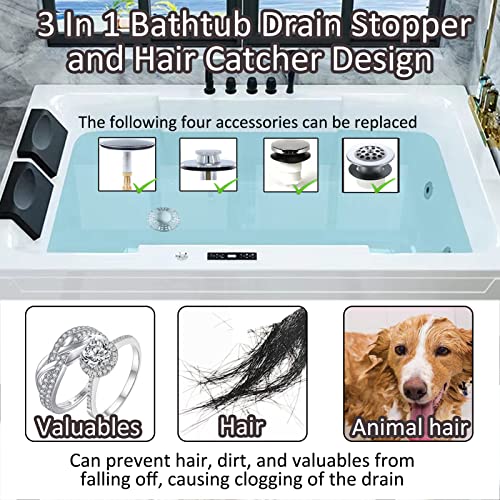 AzWzz Universal Tub Stopper Bathtub Drain Plug, Pop Up Tub Drain Hair Catcher, Drain Cover with Strainer, for 1-3/8 to 2in Bath Drain Hole - Image 2