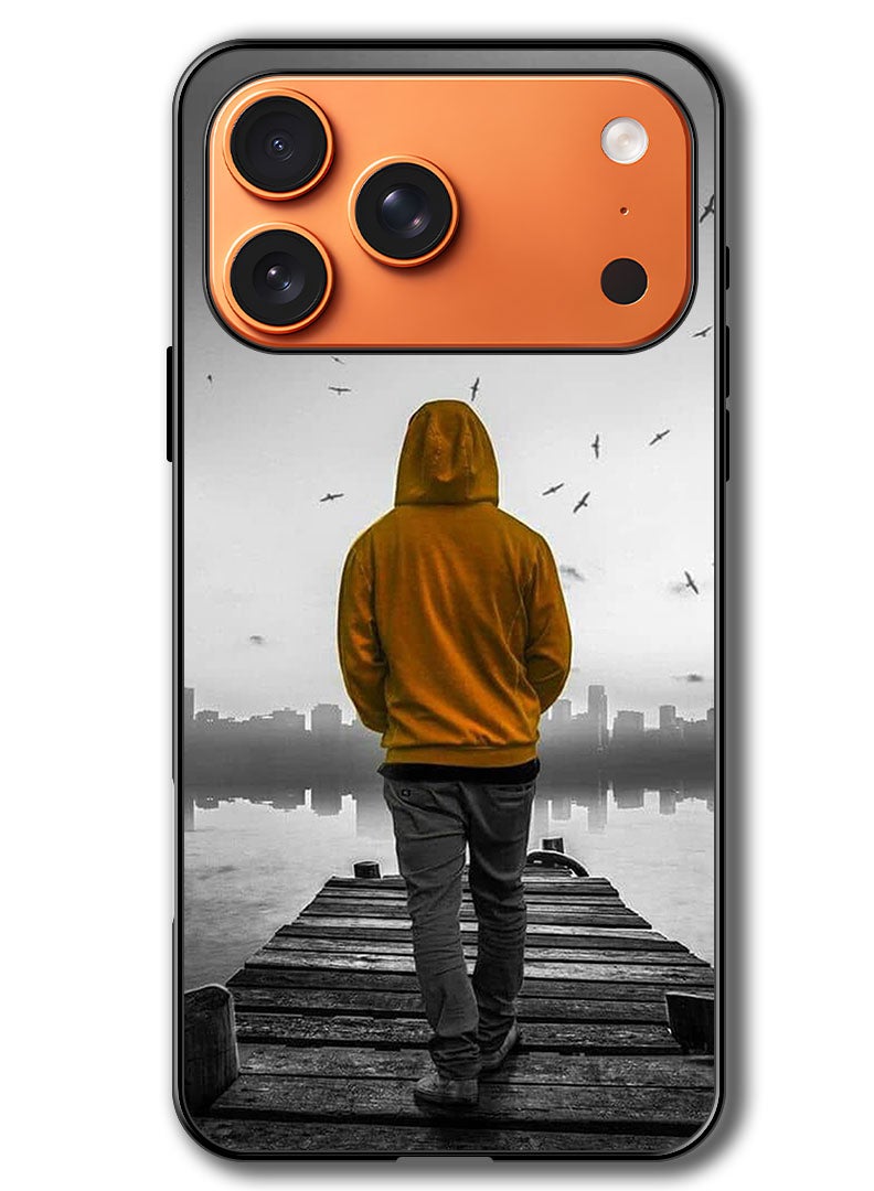 Theodor Case Compatible with Apple iPhone 17 Pro Max 6.9 Inch Protection Shockproof Bumper Cover Sad Boy Walking - Image 1