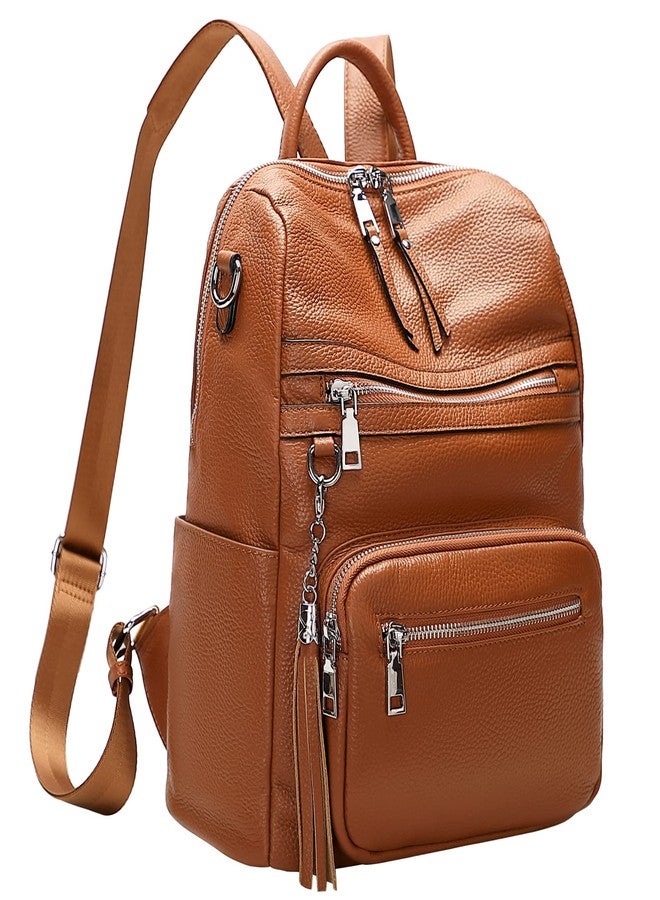 ALTOSY Genuine Leather Backpack Purse for Women Large Shoulder Bag With Laptop Compartment Multiple Pockets(S106 Brown) - Image 2