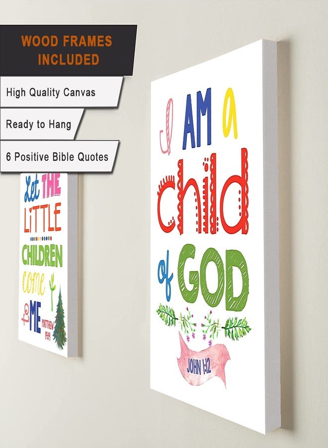 WALTSOM Sunday School Decorations for Classroom, Framed Bible Verse Wall Decor for Kids Room, Christian Religious Wall Art Canvas for Nursery Playroom Bedroom (Set of 6, 8X10in, Framed) - Image 2