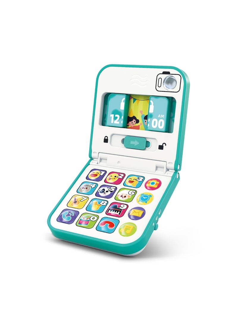 Hola Foldable & Slide Baby Phone - Interactive Smartphone Toy with 40+ Songs, Sounds, and Activities, Pretend Play, Educational Features, Safe Mirror, and Durable Design for Toddlers 6M+ - Image 1