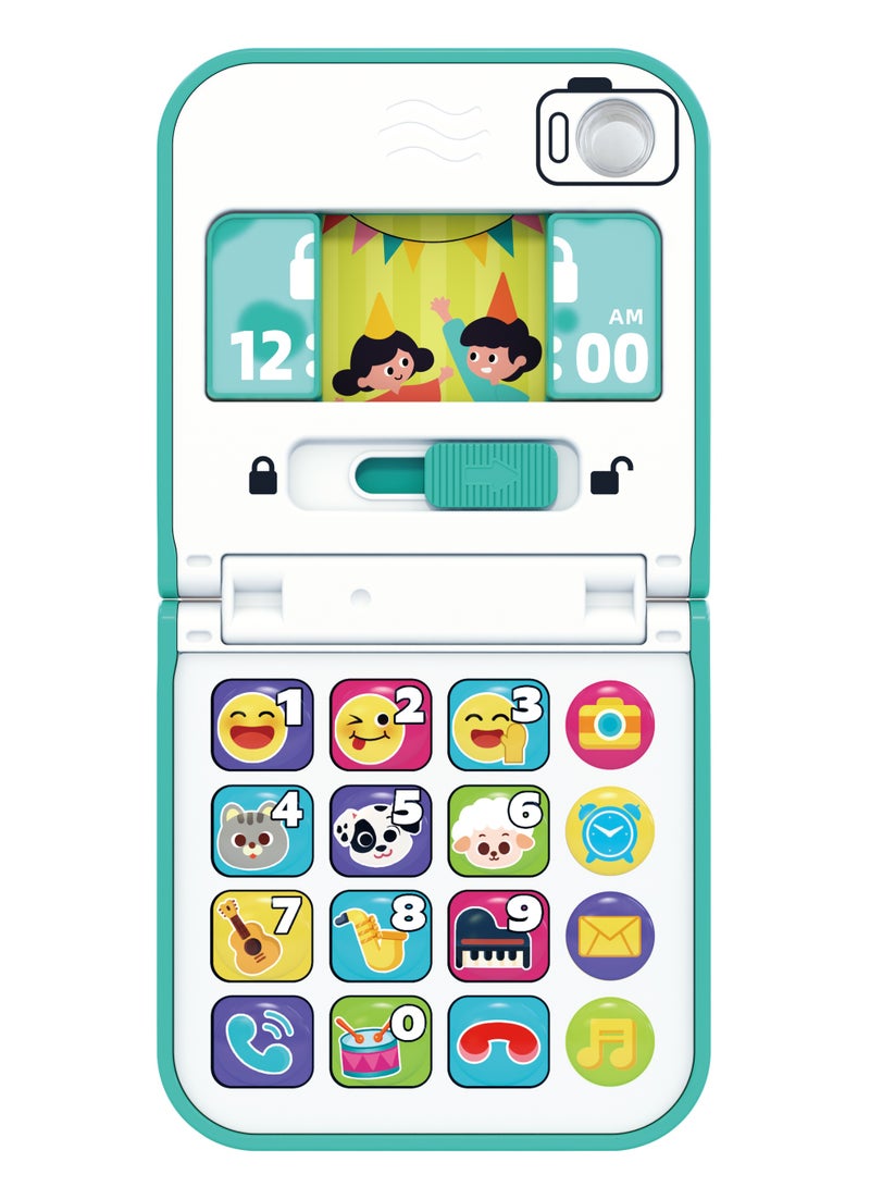 Hola Foldable & Slide Baby Phone - Interactive Smartphone Toy with 40+ Songs, Sounds, and Activities, Pretend Play, Educational Features, Safe Mirror, and Durable Design for Toddlers 6M+ - Image 2