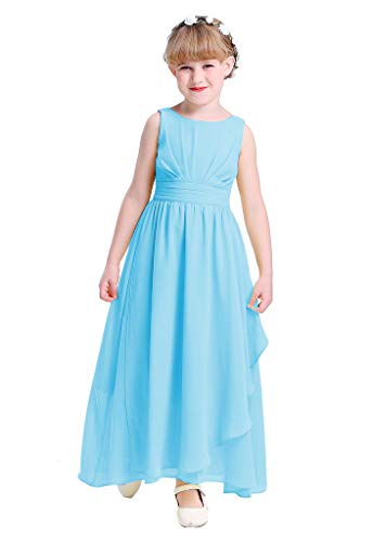 Happy Rose Flower Girls Dress Wedding Chiffon Junior Bridesmaid Princess Birthday Party Prom Ball Gown Light Blue 10 - Image 1