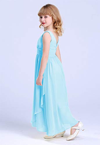 Happy Rose Flower Girls Dress Wedding Chiffon Junior Bridesmaid Princess Birthday Party Prom Ball Gown Light Blue 10 - Image 3