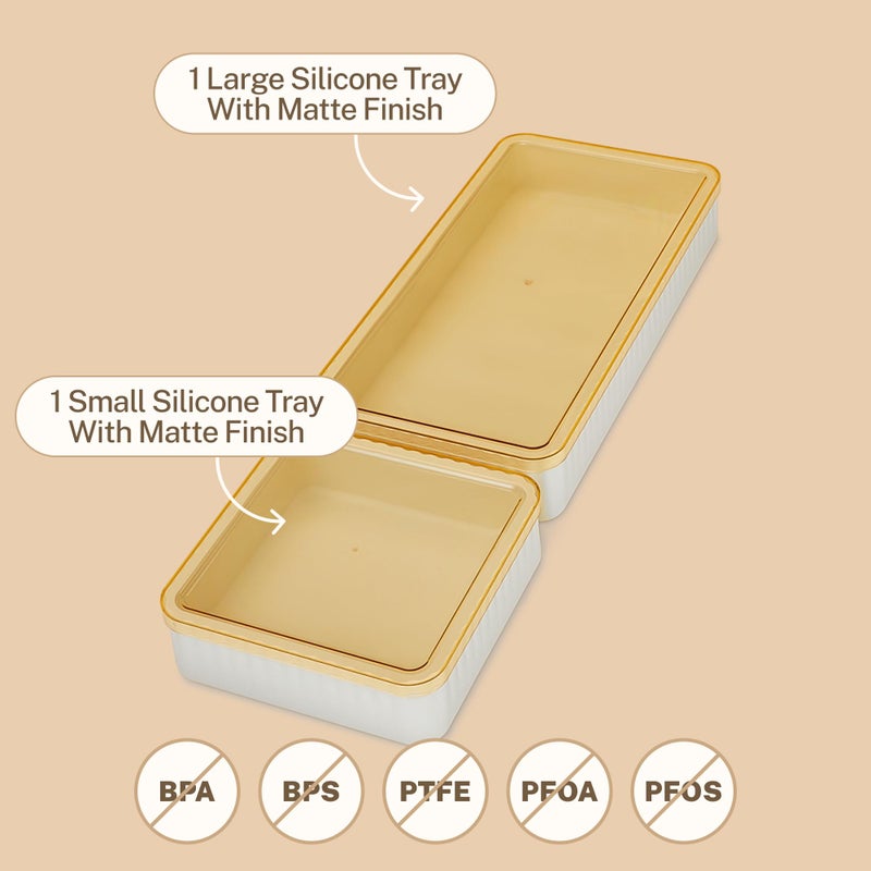 Cravings by Chrissy Teigen Nonstick Bakeware Set with 2 Silicone Trays and 2 Lids, Silicone Baking Sheet Pan, Baking Pan Dividers, Safe to use and Easy to Clean, Oven safe up to 450 Â°F - Image 2