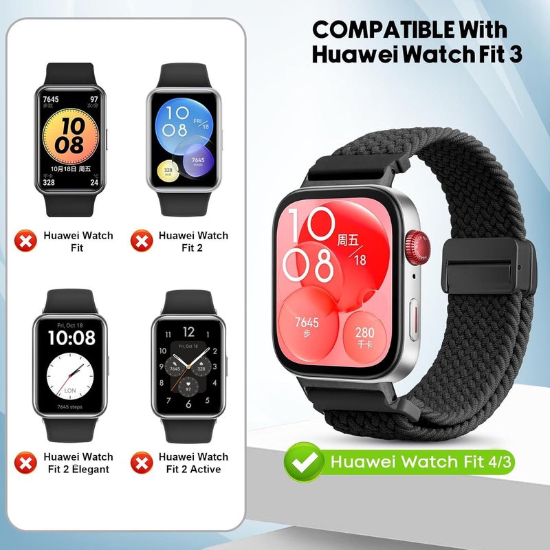 Compatible with Huawei Watch Fit 4 Pro/4/3 Nylon Strap for Women Men, Adjustable Soft Breathable Elastic Sport Strap for Huawei Watch Fit 4 Pro/4/3 - Image 2