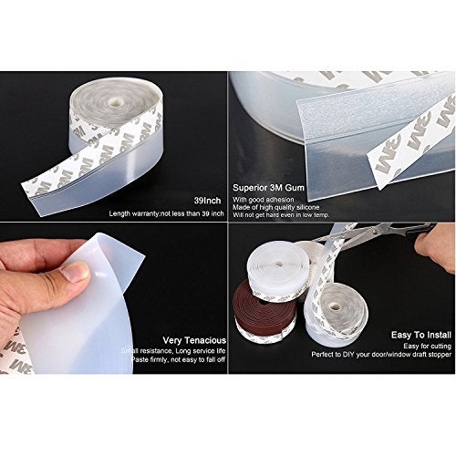 TBWHL Shower Door Bottom Seal Strip Silicone Rubber Sealing Sticker 16 Feet Translucent for Glass Sliding Doors/Shower Enclosures, Self-Adhesive Dust/Noise Proof Weatherstrip (35mm) - Image 5
