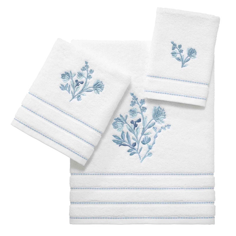 Izod - Hand Towels, Soft & Absorbent Cotton, Floral Bathroom Decor, Set of 2 (Mystic Collection, White) - Image 2
